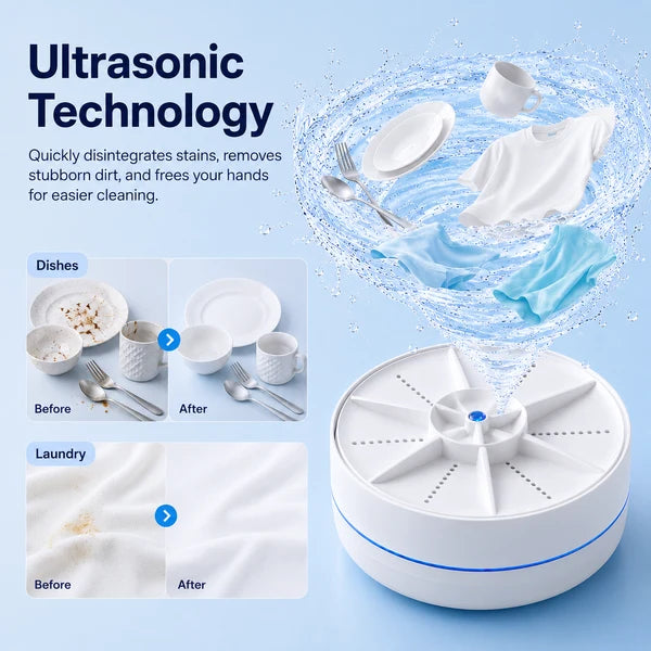 UltraCLEAN™ Portable Ultrasonic Washer for Dishes & Laundry